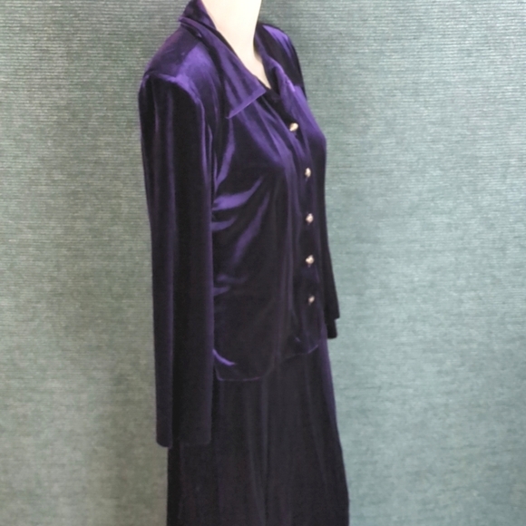 Vintage Karin Stevens Purple Velvet Maxi-Dress With Jacket - Picture 12 of 17